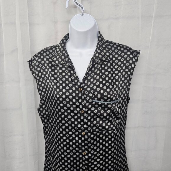 Zara Black Gray Geometric Sleeveless Jumpsuit Wide Leg Boho S/M - Picture 2 of 12